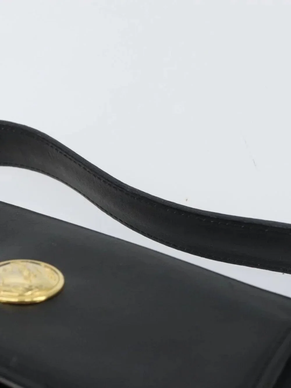 Burberrys Nova Check Hand Bag Leather Canvas Black Gold Auth gh1496 - Picture 9 of 16